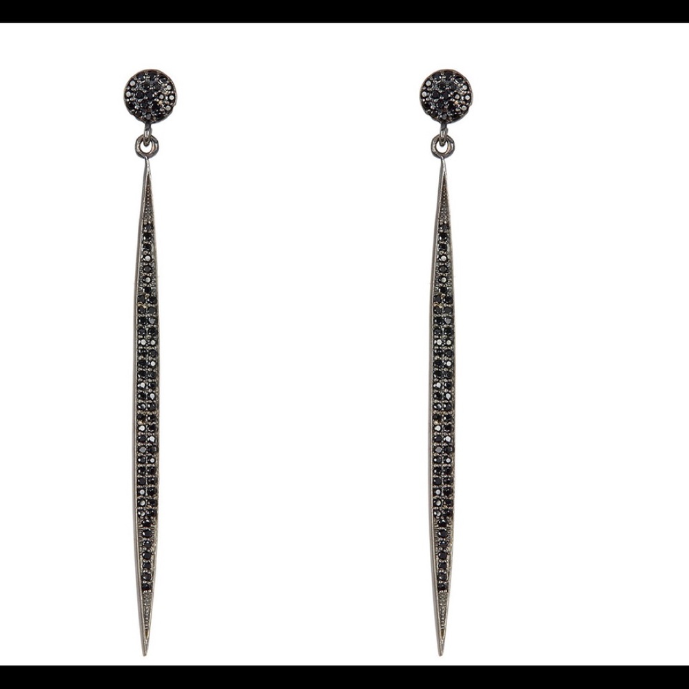 ADORNIA Black Spinel spike earrings